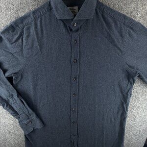 Stenstroms Flannel Blue Twofold Super Large Cotton Solid Men Button Up Shirt